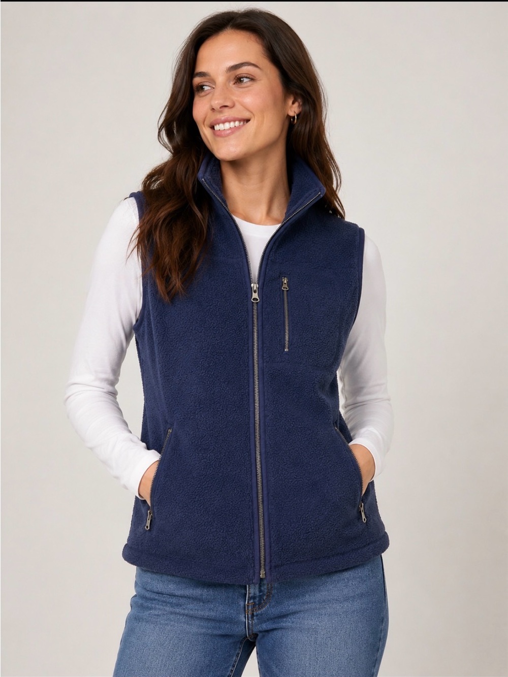 NWT:  Coaco New York Navy Fleece Zip Vest Size Small